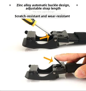 Detail of adjustable zinc alloy automatic buckle with detachable nylon belt length mechanism