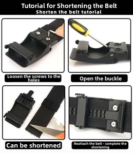 Passaggi per tagliare e montare la cintura tattica in nylon con fibbia in metallo nero
