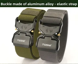 Deux ceintures tactiques en nylon avec boucle en aluminium en vert et gris