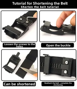 Instructional guide for trimming the 3.8cm nylon tactical belt with alloy buckle