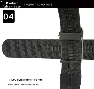 Close-up of 1100D nylon fabric and PE film texture on tactical belt with M logo