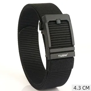 Tactical Men Nylon Belt With Automatic Alloy Buckle Adjustable Breathable Casual Outdoor Canvas Style Waist Strap For Work Hiking
