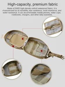 Internal structure of tactical first aid pouch showing 900D waterproof oxford fabric