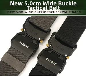 Détail de la ceinture tactique en nylon 5cm avec boucle en alliage et tissage épais