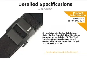 Detailed specifications of the 3.8cm nylon belt with zinc alloy automatic buckle