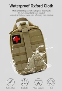 Tactical medical pouch made of 900D waterproof oxford cloth with Molle system