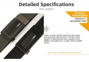 Specifications of double-layer nylon belts with zinc alloy buckles in multiple colors