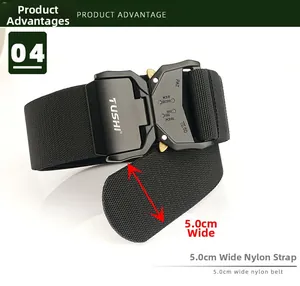 Détail de la ceinture tactique en nylon de 5,0 cm de large avec boucle en métal noir robuste