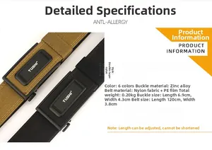 Close-up of dual-layer nylon tactical belt with zinc alloy automatic buckle detail