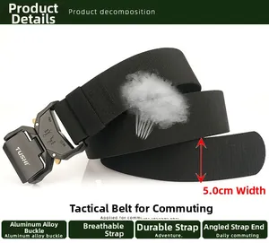Détail montrant la largeur de 5cm et la structure de la ceinture tactique en nylon