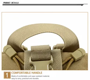 Tactical camouflage medical bag featuring reinforced nylon handle and durable buckle detail