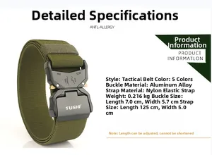 Détails de la ceinture tactique en nylon vert militaire avec spécifications 125x5,0 cm