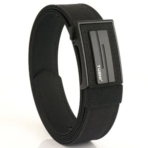 Men's tactical nylon belt with automatic matte black buckle for outdoor casual wear