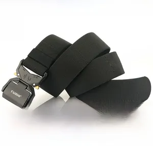 Close-up of 4.5cm nylon tactical belt featuring a quick-release aluminum alloy buckle