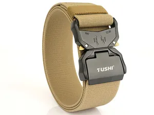 Détail de la ceinture tactique kaki avec boucle rapide en alliage de 10kN