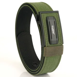 Tactical heavy-duty nylon belt with quick-release TUSHI buckle in army green for men