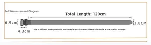 Tactical nylon belt measurement chart showing length 120cm and width 3.8cm dimensions