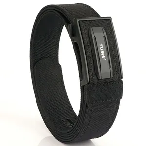 Tactical nylon belt for men with double-layer thick webbing and automatic buckle