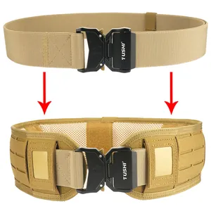 Tactical MOLLE belt system with laser-cut nylon webbing and metal quick-release buckle