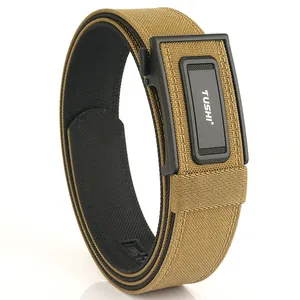 Tactical brown nylon belt with automatic black buckle for outdoor shooting training