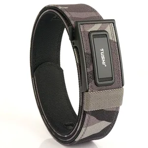 Gray camo nylon tactical belt with black automatic buckle for outdoor training