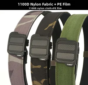 Three colors of 1100D nylon tactical belts with carbon fiber texture quick-release buckles
