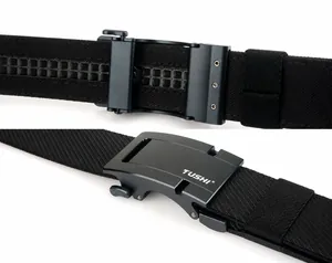 Detail of aircraft aluminum alloy buckle and double-layer nylon web tactical belt