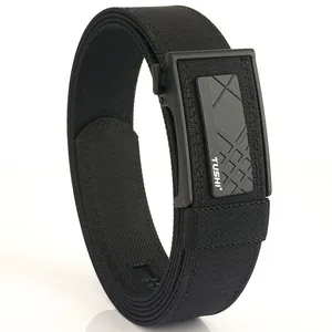 Double-layered thickened nylon tactical belt with matte automatic buckle in black finish