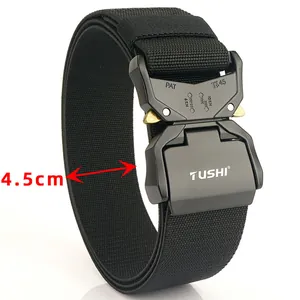 Black 4.5cm nylon tactical belt with quick-release aluminum alloy cobra buckle