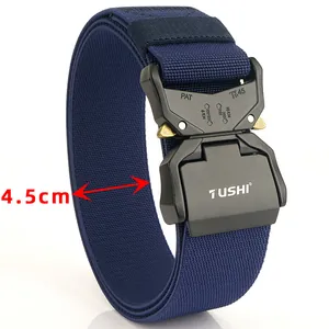 4.5cm heavy duty navy nylon tactical belt with quick release metal buckle and 10KN rating