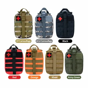 Tactical first aid kit in various camouflage colors and military grade nylon material