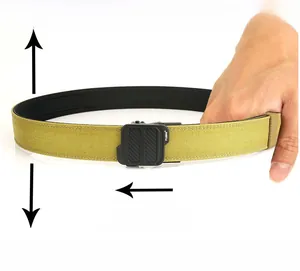 Close-up of matte black zinc alloy tactical buckle with durable nylon webbing strap