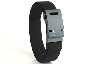 Detailed shot of double-layer woven nylon tactical belt with aviation aluminum buckle