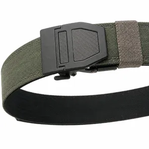 Ceinture Tactique en Nylon pour Hommes Boucle Automatique en Alliage de Zinc Double Couche Épaisse Outdoor Sport Militaire