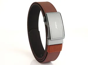 Detail of dark brown nylon canvas belt with matte grey aviation alloy buckle