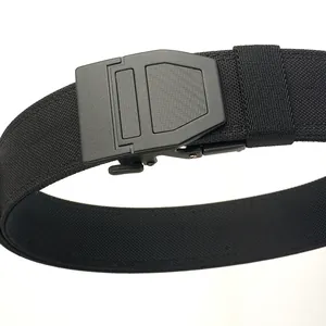 Ceinture tactique en nylon double couche pour hommes avec boucle automatique noire