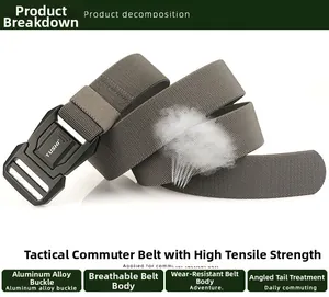 Ceinture tactique en nylon respirant avec boucle à dégagement rapide en aluminium