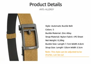 Cinturón táctico de nailon con hebilla automática de aleación de zinc y doble refuerzo