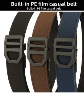 Detail of multi-color tactical nylon belts featuring built-in PE film for extra durability