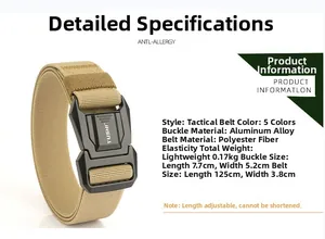 Détails de la ceinture tactique kaki extensible avec boucle rapide en alliage d'aluminium