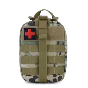 Tactical camouflage IFAK medical pouch with MOLLE system and ripstop nylon fabric