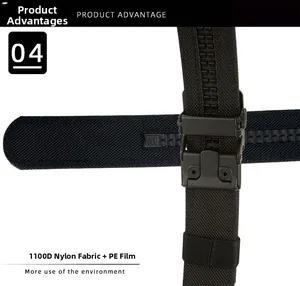 Detail of 1100D nylon tactical belt showing durable weave and PE film reinforcement