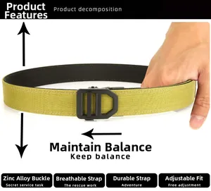 Detail of military nylon belt showing zinc alloy buckle and breathable webbing texture