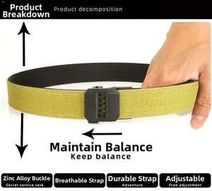 Detail showing heavy-duty zinc alloy buckle and durable nylon weave on tactical belt