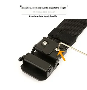 Detail of detachable zinc alloy automatic buckle and durable tactical nylon webbing strap