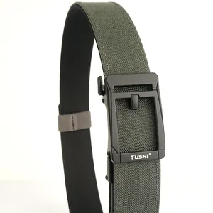 Cinturón táctico para hombre en nylon verde militar con hebilla automática negra duradera