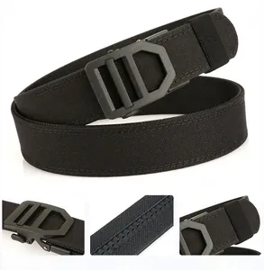 Close-up of durable nylon tactical belt with matte buckle and reinforced stitching details