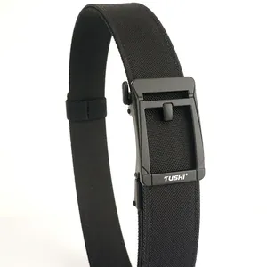 Cinturón táctico de nailon de 3,5 cm con hebilla automática negra mate para exterior