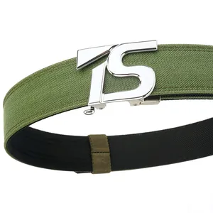 Militaire groene dubbellaagse nylon tactische riem met zilveren automatische gesp