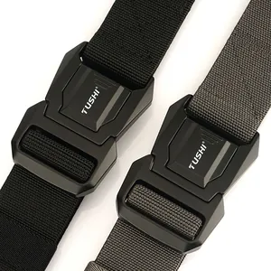 Ceinture tactique extensible avec boucle en alliage d'aluminium noire et grise